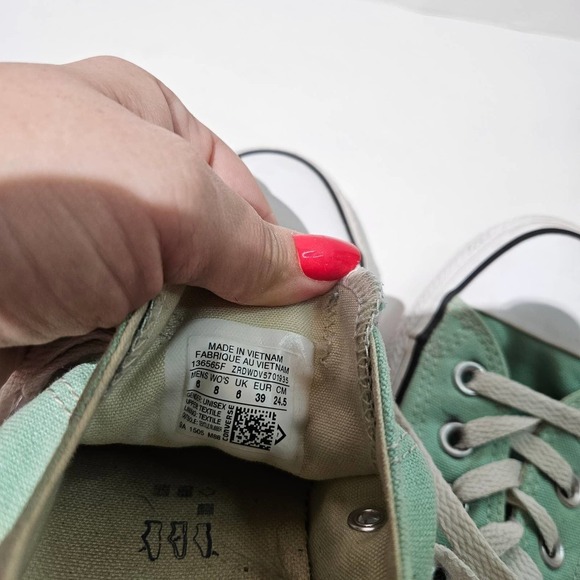 Converse All‎ Star Classic Low Top Sneakers Women's 8 Men's 6 Mint Green - Picture 8 of 8